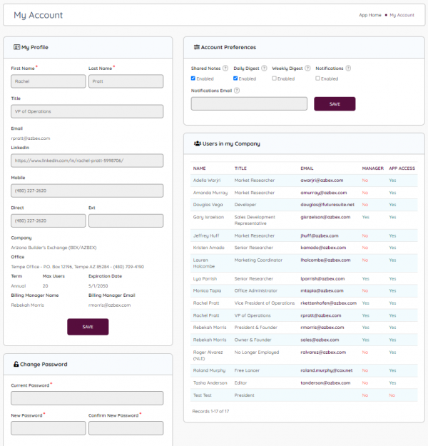 My Account – DATABEX Help